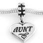 STERLING SILVER DANGLE AUNT HEART EUROPEAN BEAD