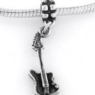 STERLING SILVER DANGLE ELECTRIC GUITAR EUROPEAN BEAD