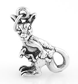 STERLING SILVER KANGAROO W/JOEY IN POCKET CHARM/PENDANT