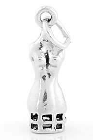 STERLING SILVER 3D DRESS FORM CHARM/PENDANT