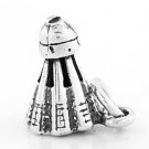 STERLING SILVER 3D BADMINTON SHUTTLECOCK CHARM/PENDANT