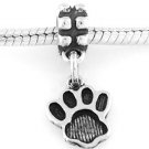 STERLING SILVER DANGLE LARGE PAW PRINT EUROPEAN BEAD