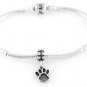 STERLING SILVER DANGLE LARGE PAW PRINT EUROPEAN BEAD