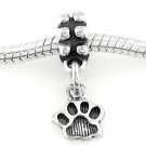 STERLING SILVER DANGLE SMALL PAW PRINT EUROPEAN BEAD