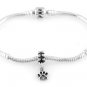 STERLING SILVER DANGLE SMALL PAW PRINT EUROPEAN BEAD