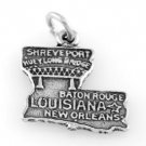 STERLING SILVER STATE OF LOUISIANA CHARM/PENDANT