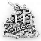 STERLING SILVER THREE CROSSES ON CALVARY CHARM/PENDANT