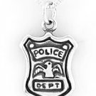 STERLING SILVER POLICE BADGE CHARM WITH 16" NECKLACE