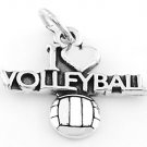 STERLING SILVER I LOVE VOLLEYBALL CHARM/PENDANT