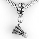 STERLING SILVER DANGLING BADMINTON BIRDIE EUROPEAN BEAD