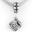 STERLING SILVER DANGLE BASEBALL/SOFTBALL GLOVE EUROPEAN BEAD