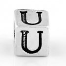 STERLING SILVER BLOCK LETTER INITIAL U CUBE CHARM
