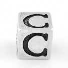 STERLING SILVER BLOCK LETTER INITIAL C CUBE CHARM