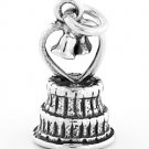 STERLING SILVER WEDDING CAKE WITH HEART CHARM/PENDANT