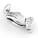 STERLING SILVER PRAYING HANDS PUFF CHARM/PENDANT