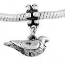 STERLING SILVER DANGLE TURTLE DOVE EUROPEAN BEAD