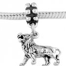 STERLING SILVER DANGLE FEROCIOUS LION EUROPEAN BEAD