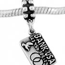 STERLING SILVER DANGLE BANK USA CREDIT CARD EUROPEAN  BEAD