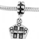 STERLING SILVER DANGLE REMEMBER  9-11-01 EUROPEAN BEAD