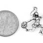 STERLING SILVER CHEERLEADER W/ POM POM CHARM/ PENDANT