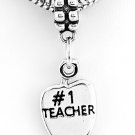 STERLING SILVER #1 TEACHER APPLE EUROPEAN BEAD