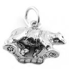 STERLING SILVER GRIZZLY BEAR CHARM/PENDANT