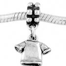 STERLING SILVER DANGLE T-SHIRT / TEE SHIRT EUROPEAN BEAD