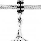 STERLING SILVER DANGLE HOCKEY GOALIE STICKS EUROPEAN  BEAD