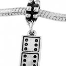 STERLING SILVER DANGLE DOMINO GAME PIECE EUROPEAN  BEAD