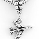 STERLING SILVER DANGLING AIRPLANE EUROPEAN BEAD