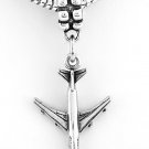 STERLING SILVER DANGLE 747 AIRPLANE/PILOT EUROPEAN BEAD