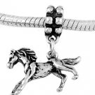 STERLING SILVER DANGLE GALLOPING PONY- HORSE EUROPEAN BEAD