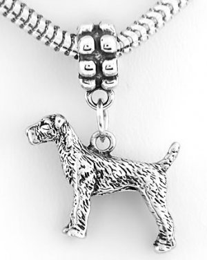 STERLING SILVER DANGLING AIREDALE DOG EUROPEAN BEAD