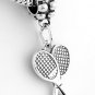 STERLING SILVER DANGLING TENNIS RACKET & BALL EUROPEAN BEAD