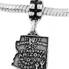 STERLING SILVER DANGLE STATE OF ARIZONA EUROPEAN BEAD
