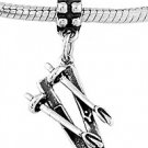 STERLING SILVER DANGLE SKIES AND POLES EUROPEAN  BEAD