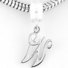 STERLING SILVER DANGLING FANCY LETTER W EUROPEAN BEAD