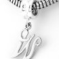 STERLING SILVER DANGLING FANCY LETTER W EUROPEAN BEAD
