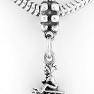 STERLING SILVER DANGLING CHILD ON SLED EUROPEAN BEAD