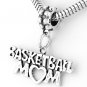 STERLING SILVER DANGLING BASKETBALL MOM EUROPEAN BEAD