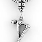 STERLING SILVER DANGLING LADY SWIMMING DIVER EUROPEAN BEAD