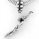 STERLING SILVER DANGLING MALE SWIMMER EUROPEAN BEAD