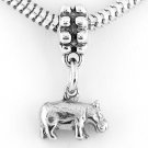 STERLING SILVER DANGLE HIPPOPOTAMUS HIPPO EUROPEAN BEAD