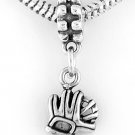 STERLING SILVER DANGLE BEAD BASEBALL GLOVE EUROPEAN BEAD