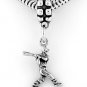 STERLING SILVER DANGLE BASEBALL PLAYER BATTING EUROPEAN BEAD