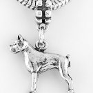STERLING SILVER 3D BOXER DOG DANGLING EUROPEAN BEAD