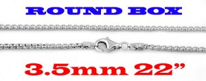 SILVER 3.5MM ITALIAN ROUND BOX CHAIN 22" NECKLACE