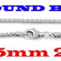 SILVER 3.5MM ITALIAN ROUND BOX CHAIN 22" NECKLACE