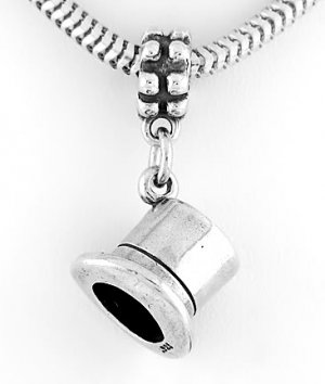 STERLING SILVER DANGLING BEAD TOP HAT EUROPEAN BEAD