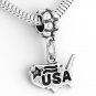 STERLING SILVER DANGLING BEAD USA MAP EUROPEAN BEAD